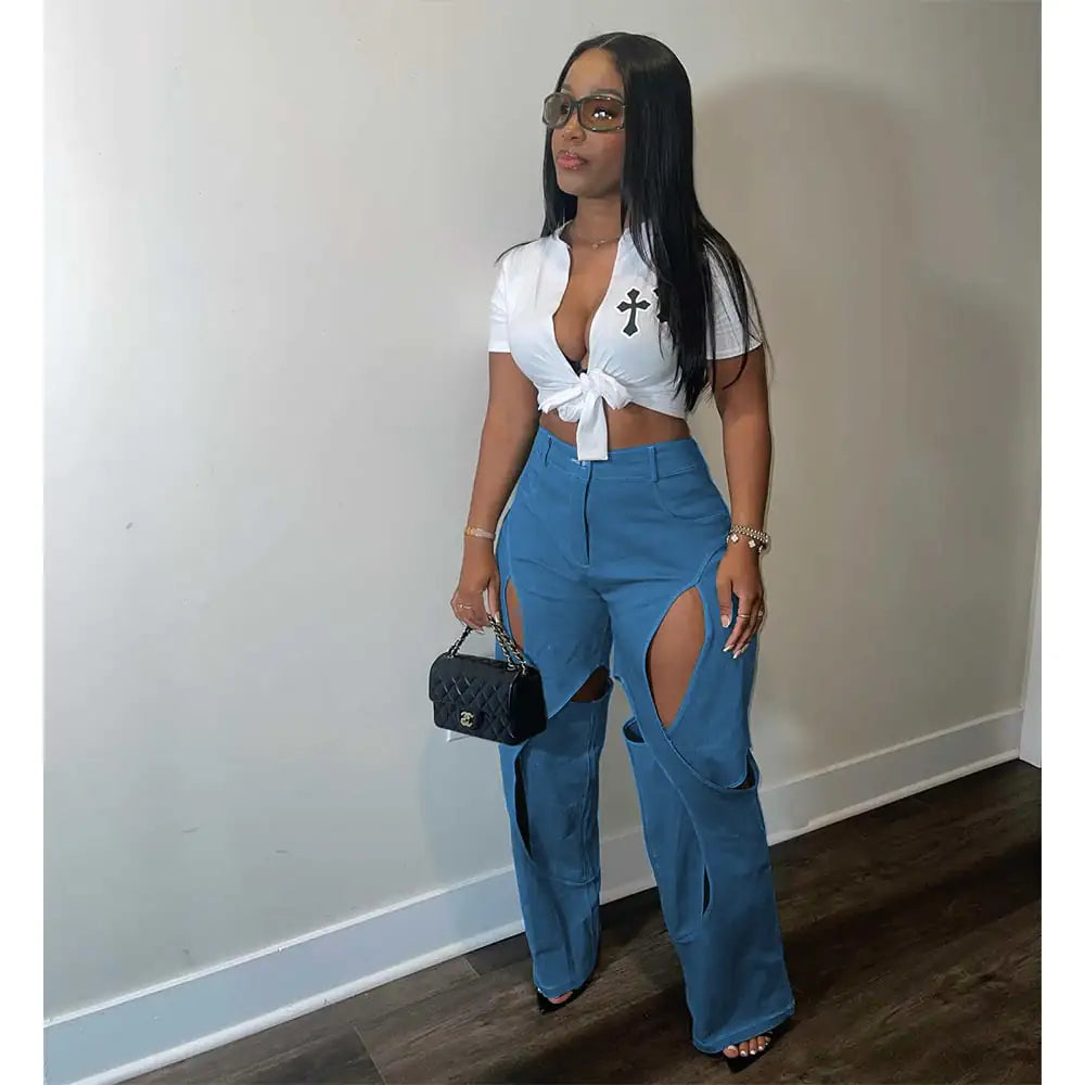 Casual Cotton and Linen Flower Twist Pants