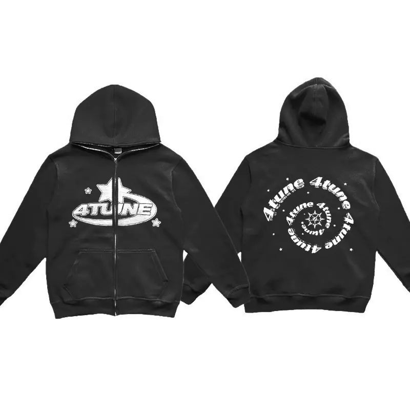 Y2K Style Men's Full-Zip Hoodie Casual Jacket