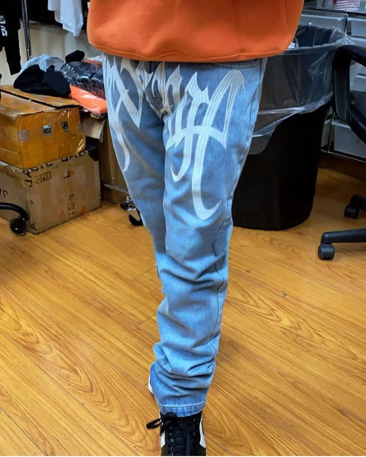 Jeans classici pantaloni casual dritti ricamati
