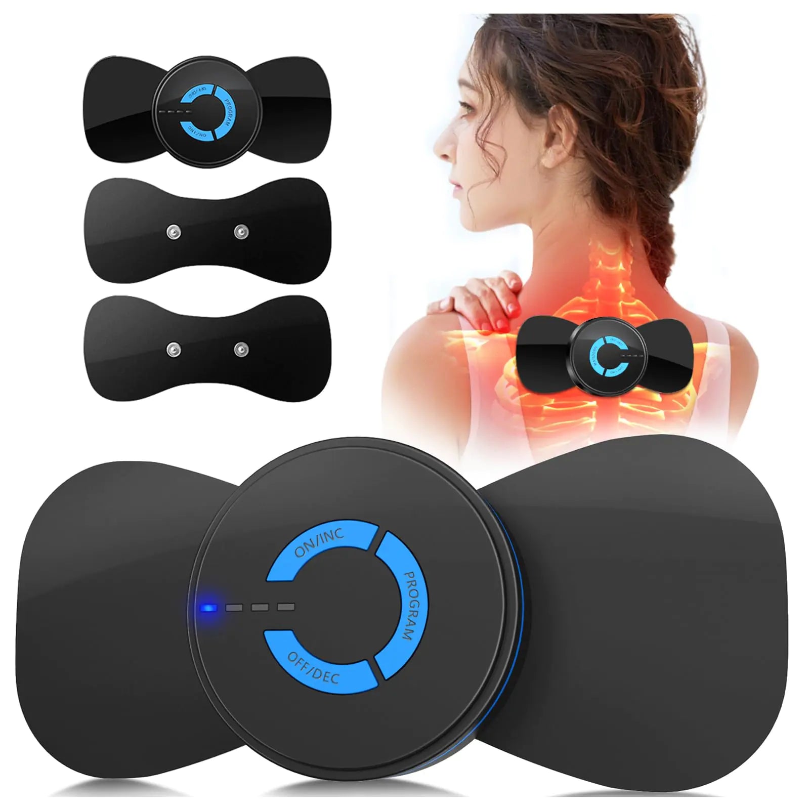 Mini MassagerRechargeable Intelligent TENS Unit Muscle Stimulator for Pain Relief - FSA or HSA Eligible Deep Tissue EMS Massager Management for Back Neck Arm Electronic Pulse Machine