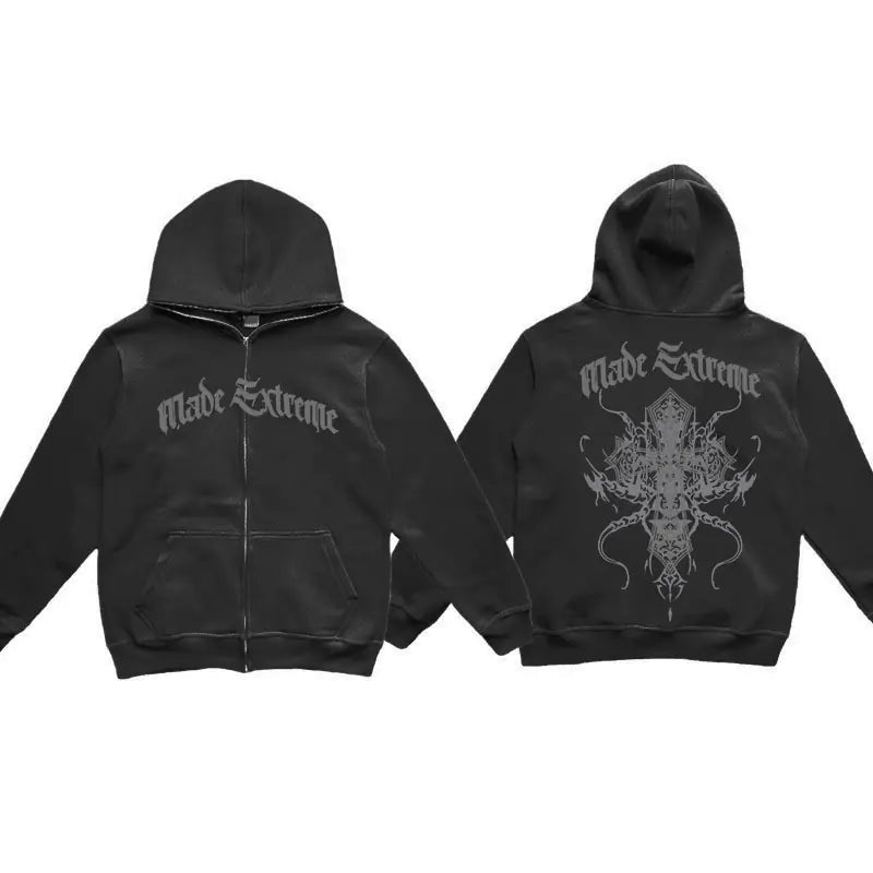 Y2K Style Men's Full-Zip Hoodie Casual Jacket