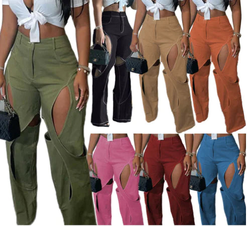 Casual Cotton and Linen Flower Twist Pants
