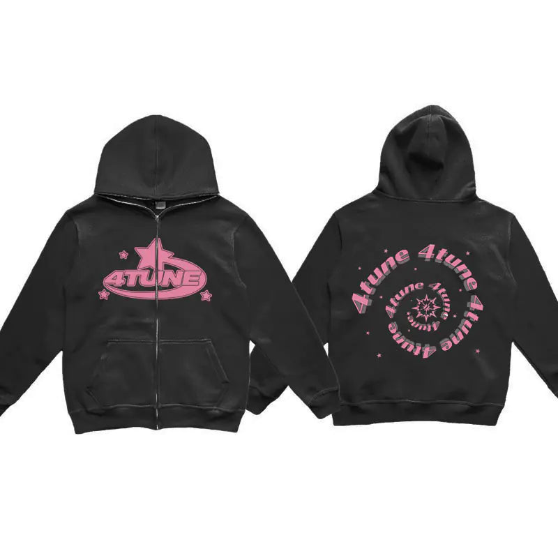 Y2K Style Men's Full-Zip Hoodie Casual Jacket