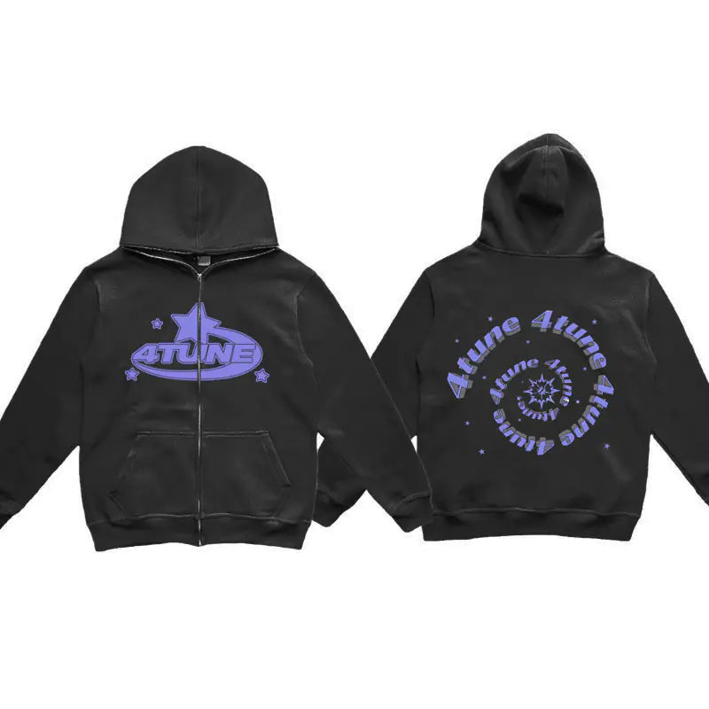Y2K Style Men's Full-Zip Hoodie Casual Jacket