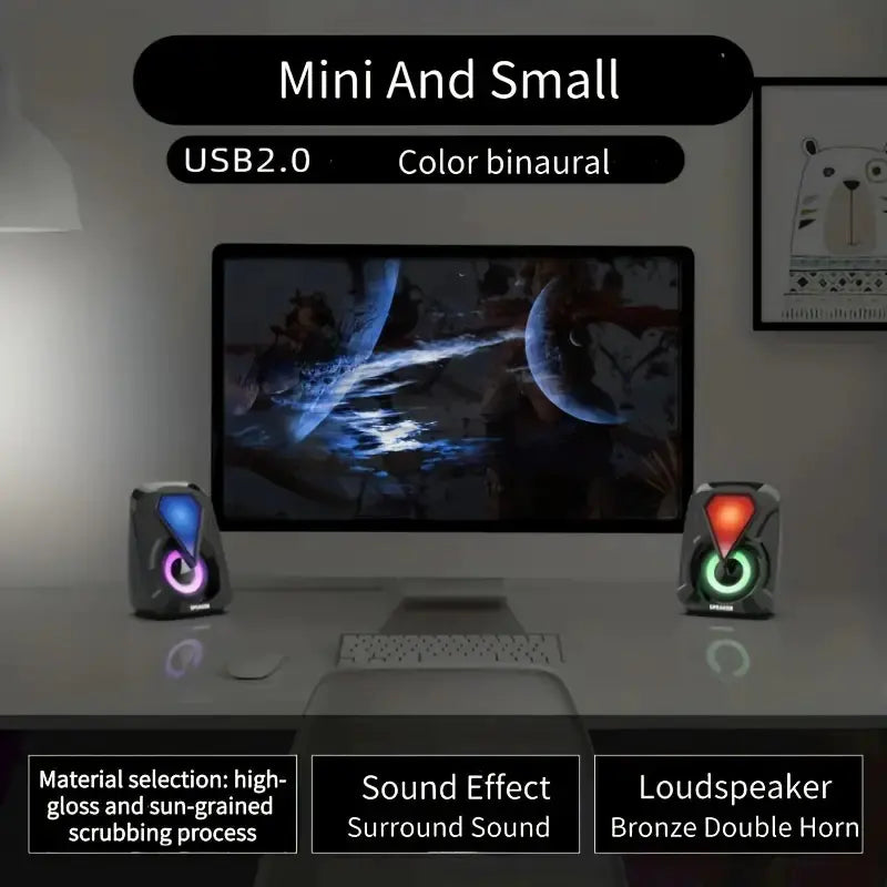 Compact 3W Stereo USB Computer Speakers with Bass
