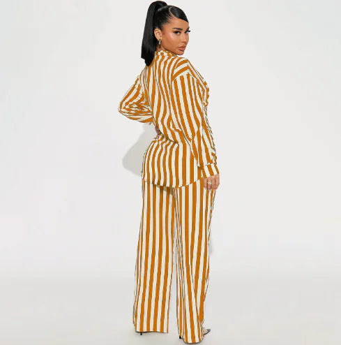 2-Piece Set: Wide Leg Pants and Cotton Linen Outfit