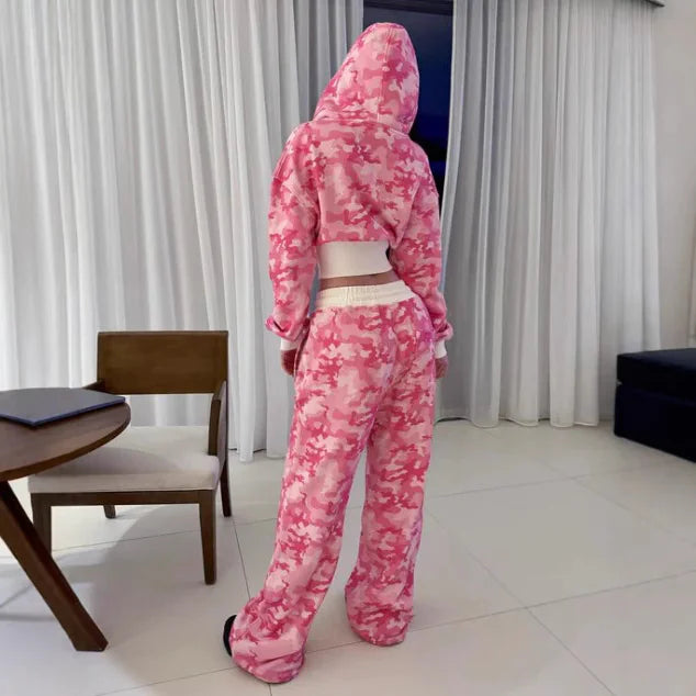 Y2K Hip Hop Cropped Hoodie & Sweatpants Set