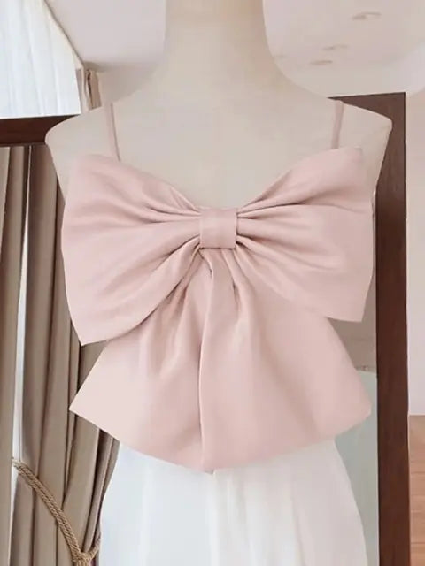 Cute Y2K Slim Backless Strap Top with Bowknot