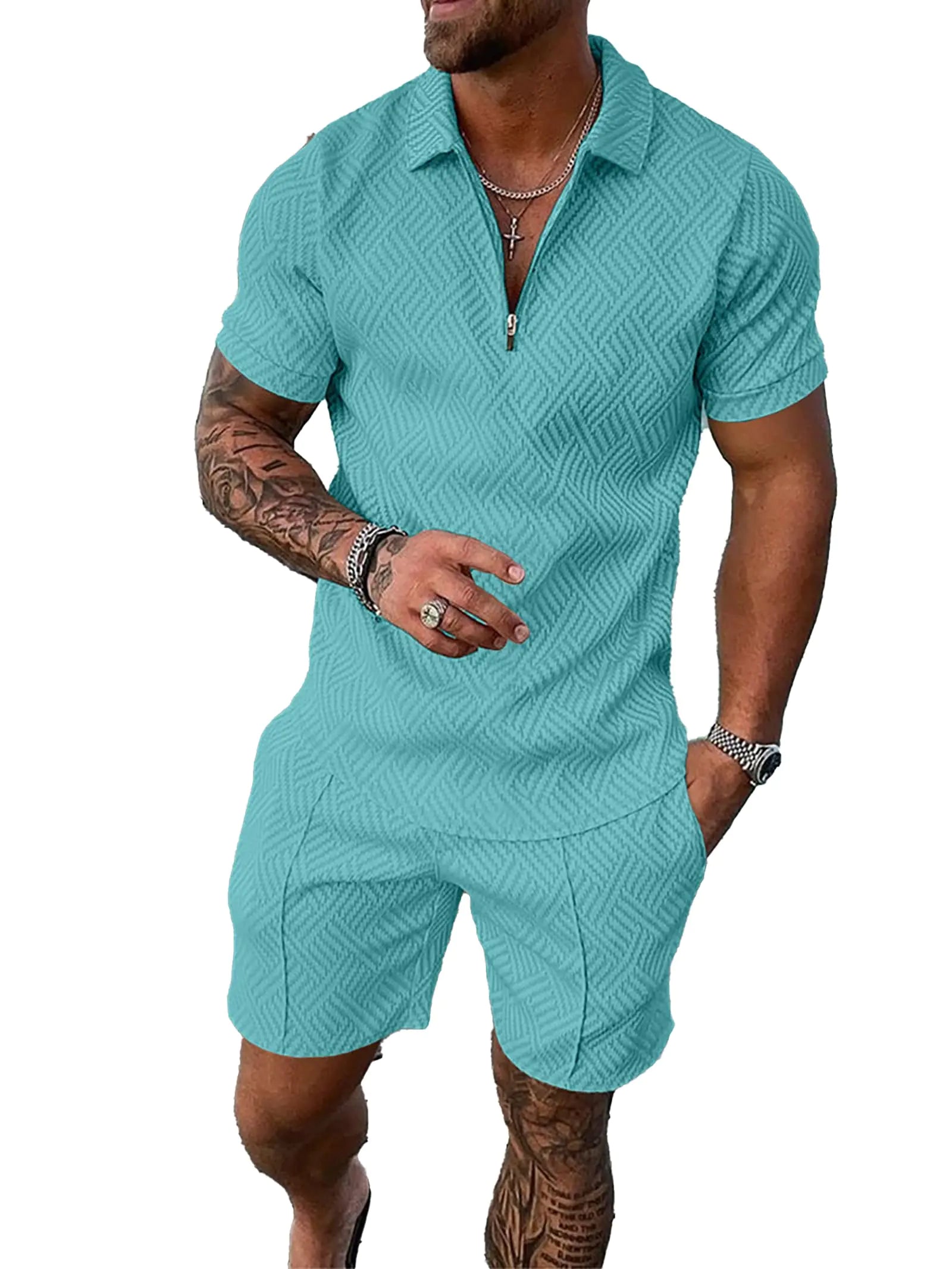 Sets outfits 2 piece tracksuit short sleeve polo shirt and shorts set suit