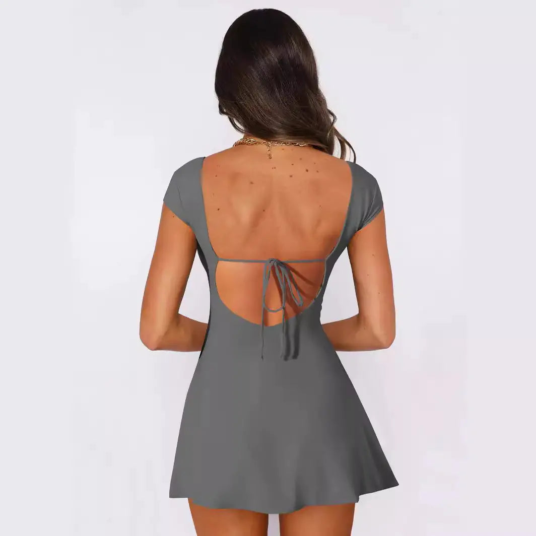 Y2K Style Minimalist Backless A-Line Dress for Summer