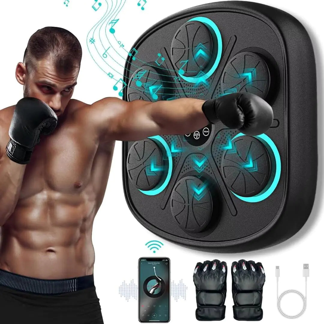 New Smart Music Boxing Machine with Boxing Gloves Wall Mounted Smart Bluetooth Music Boxing Trainer with LED Electronic Focus Agility Training Digital Boxing for Adults and Kids