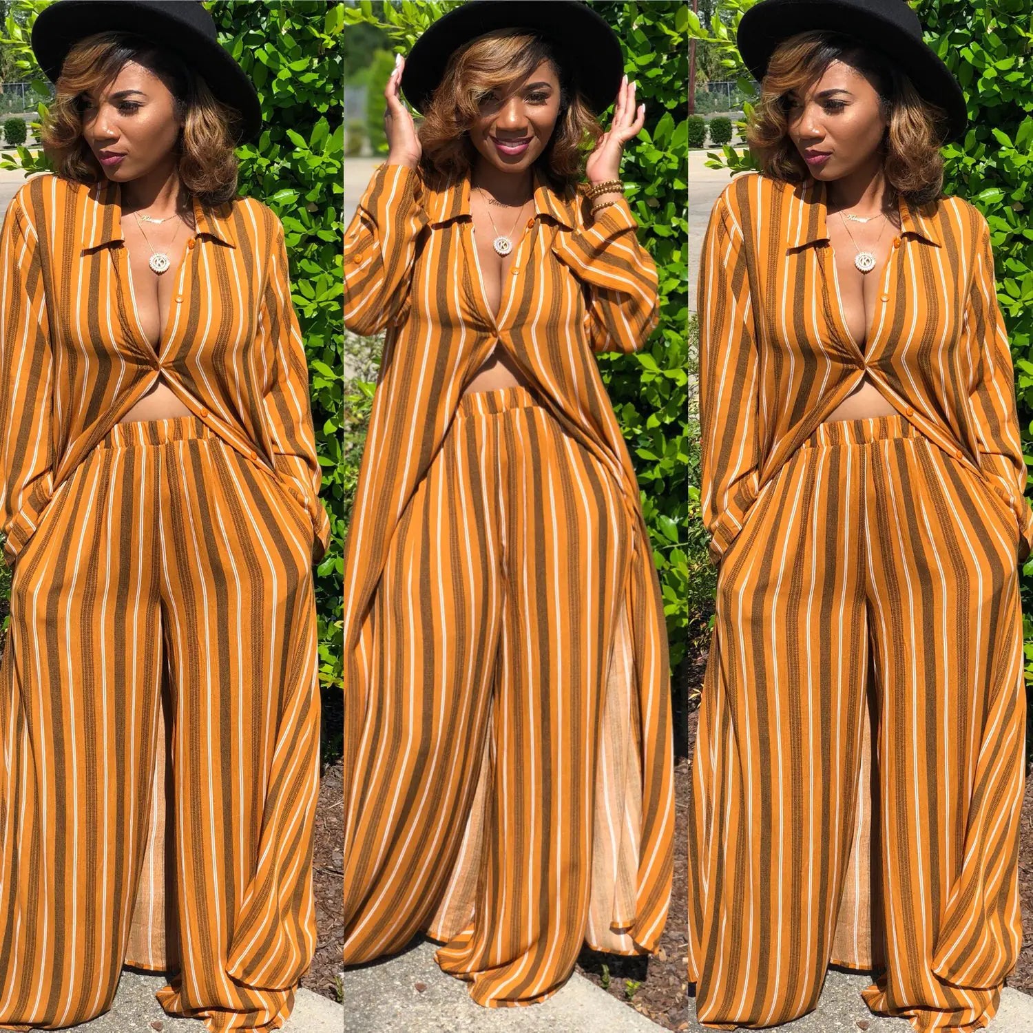 2-Piece Set: Wide Leg Pants and Cotton Linen Outfit