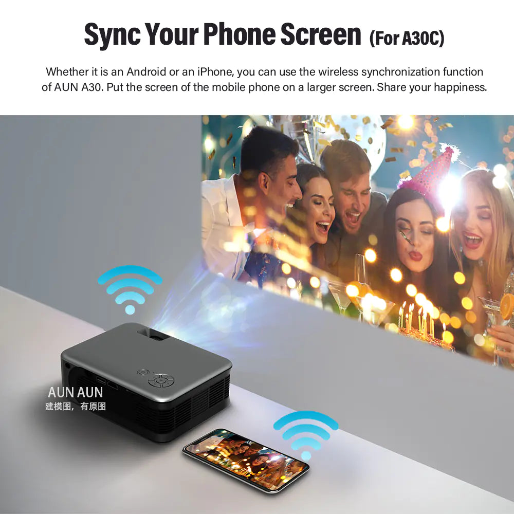 Portable HD Wireless Mini Projector for Outdoors