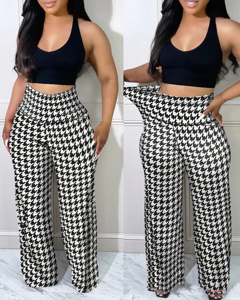 Slim Fit Khaki Plaid Trousers