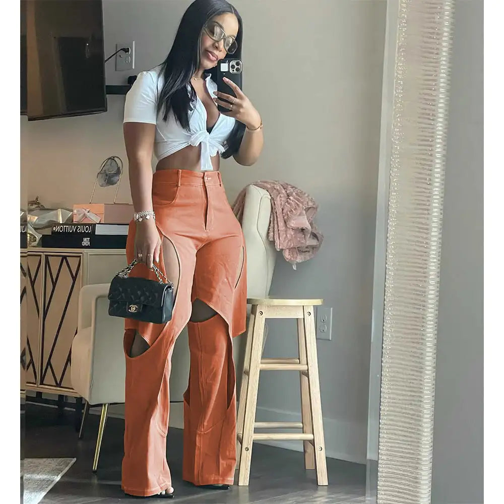Casual Cotton and Linen Flower Twist Pants