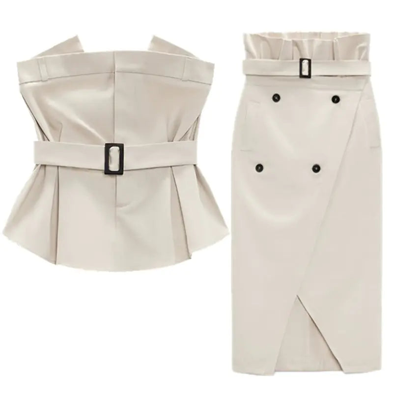 Y2K Chic Ruffled Top and Skirt Set