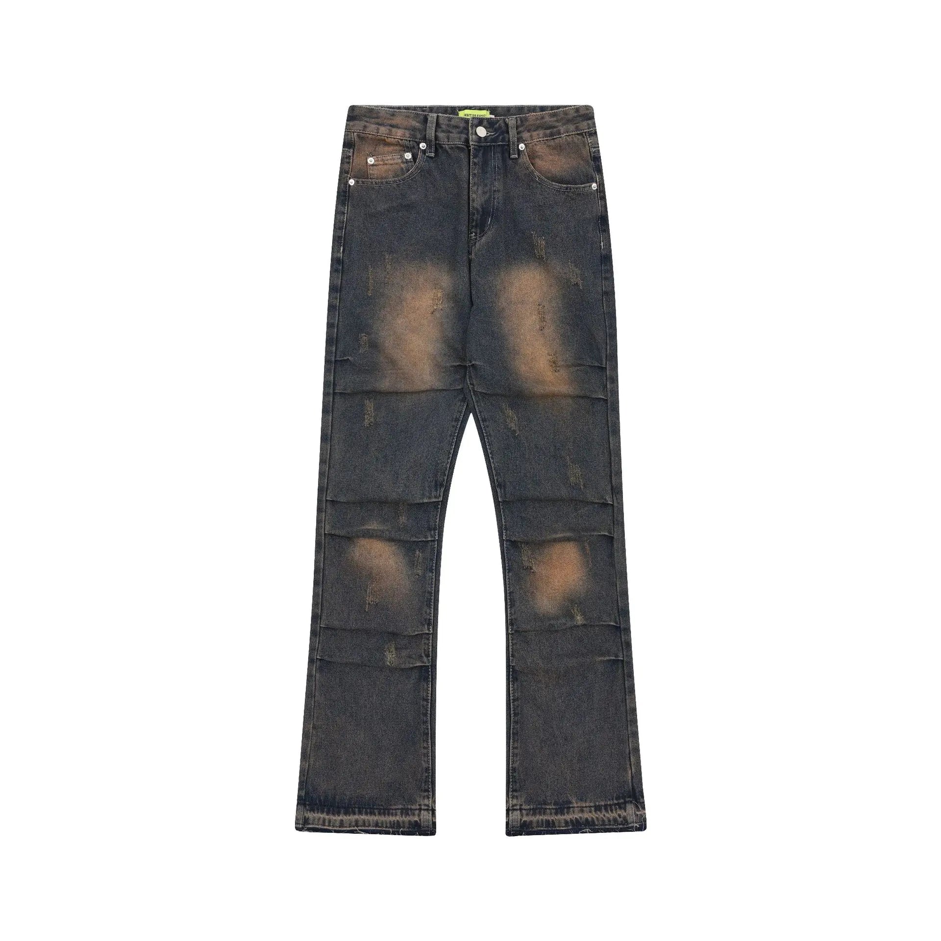 American Street Fashion Washed Denim Trousers