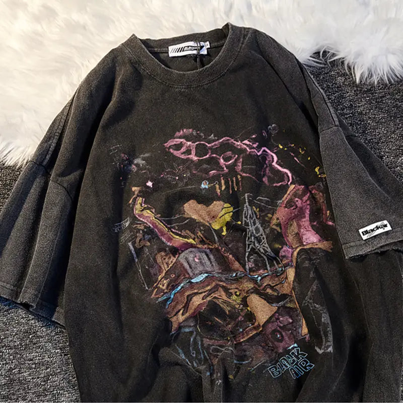 Y2K Vintage Street Style Loose Graphic T-Shirt
