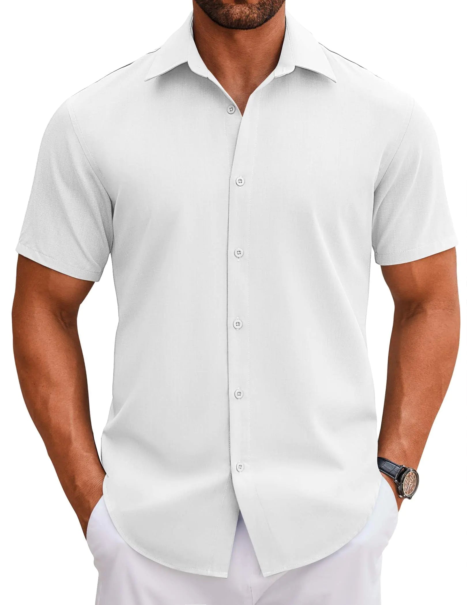 Short Sleeve Button Down Button Up White Shirts