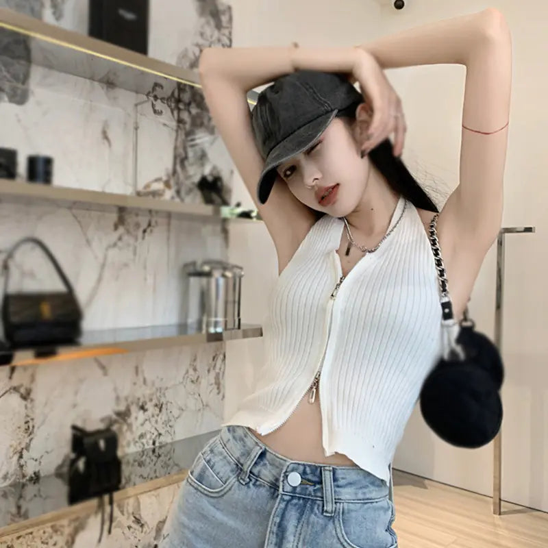 Summer Y2K Women's Backless Knitted Tank Top