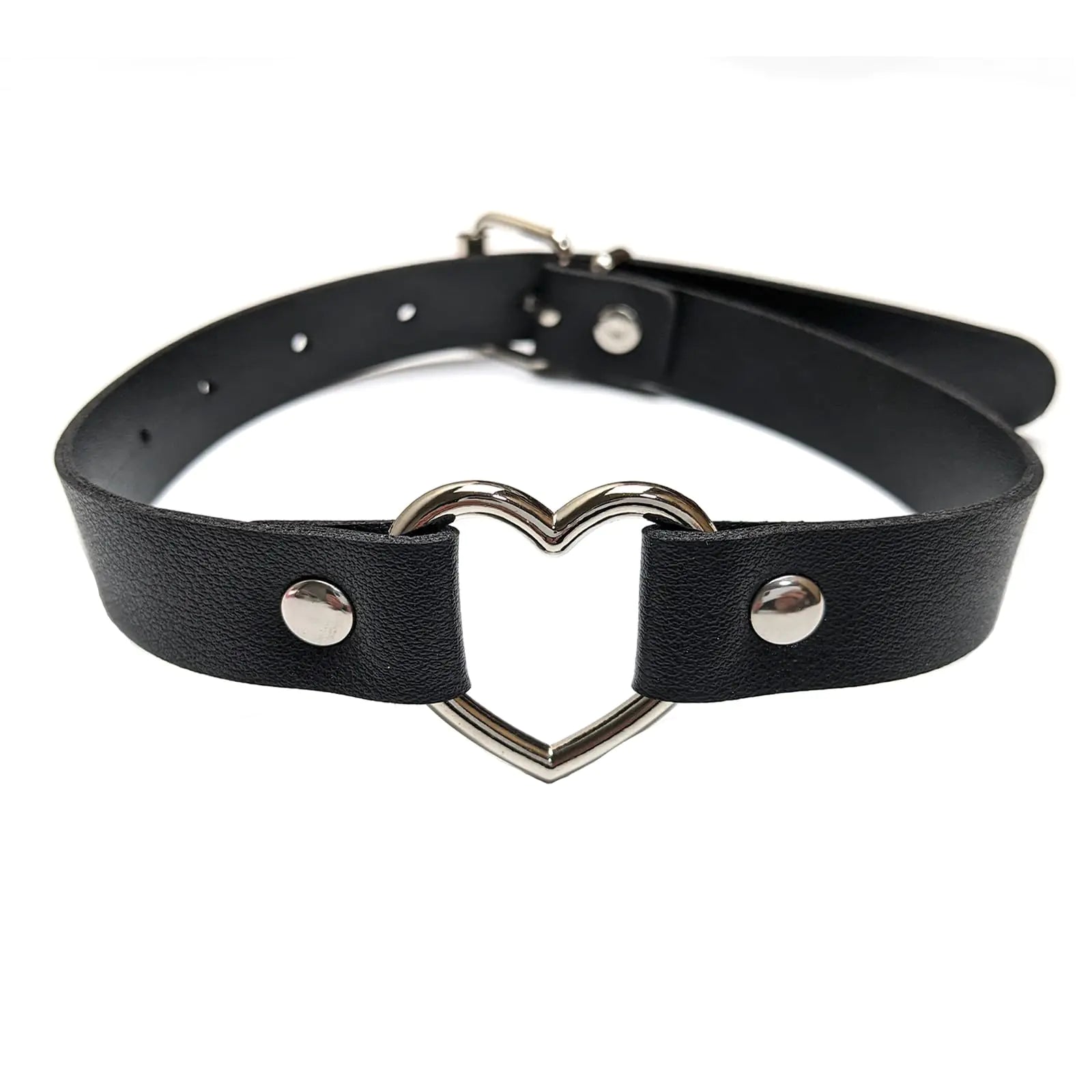 IMAKARA Leather Heart Choker Collar PU Necklace for Women Punk Goth Gothic Accessories (Black Heart)