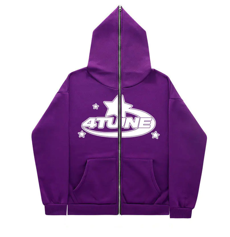 Y2K Style Men's Full-Zip Hoodie Casual Jacket