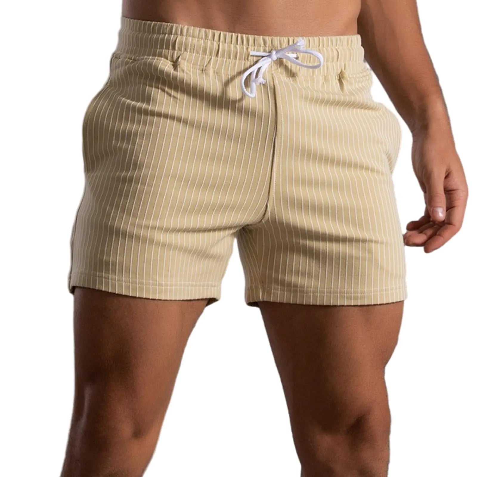 Shorts 5" Inseam Stripes Sweat Cotton Shorts