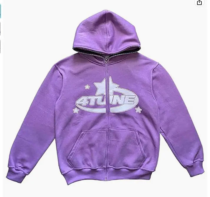Y2K Style Men's Full-Zip Hoodie Casual Jacket