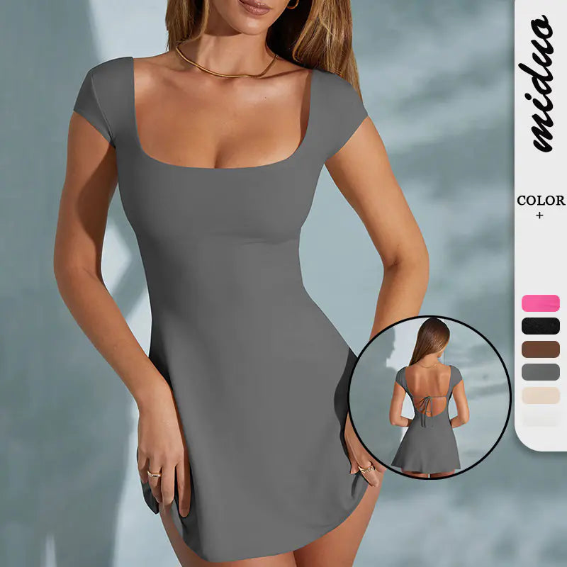 Y2K Style Minimalist Backless A-Line Dress for Summer
