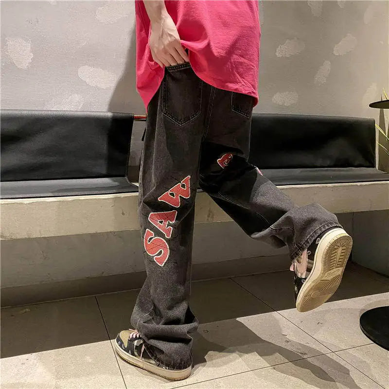 Men's Summer Loose High Street Straight Jeans Trousers