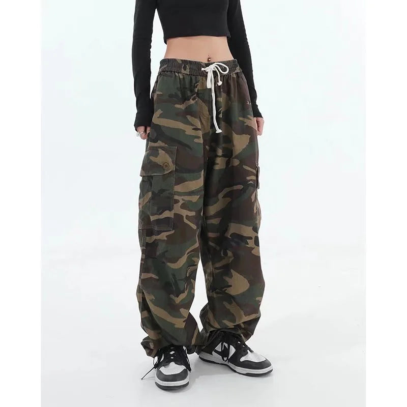 High Street Camouflage Wide Leg Trousers