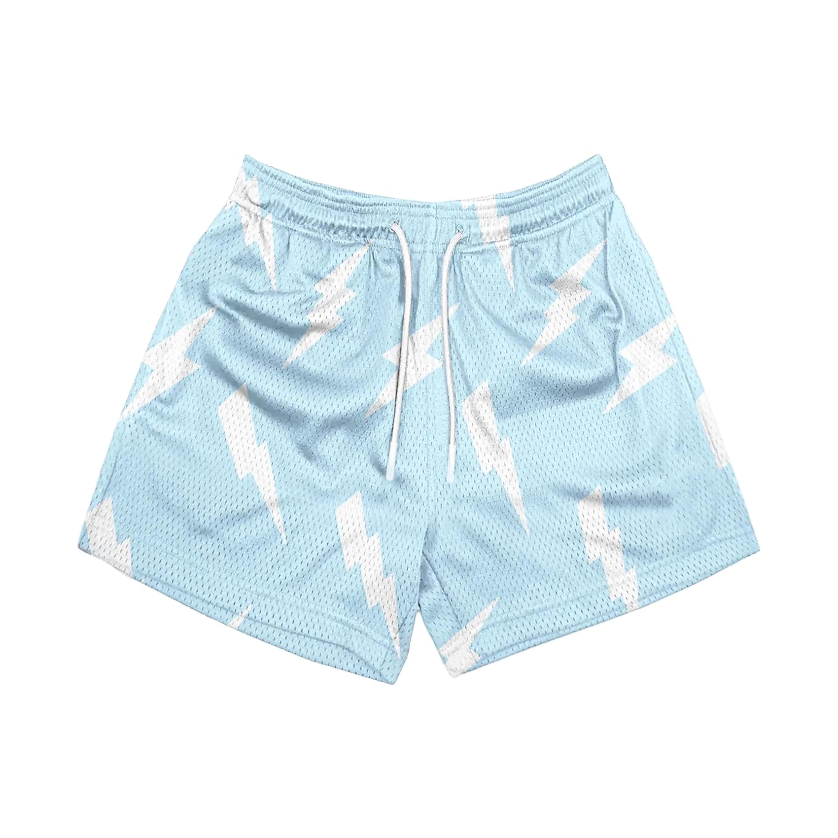 DIOR SR Graphic Shorts Flat Front Shorts Streetwear Designer Shorts Drawstring (01 Light Blue & Stars)