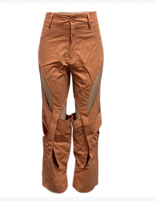 Cotton Linen Floral Casual Twist Pants
