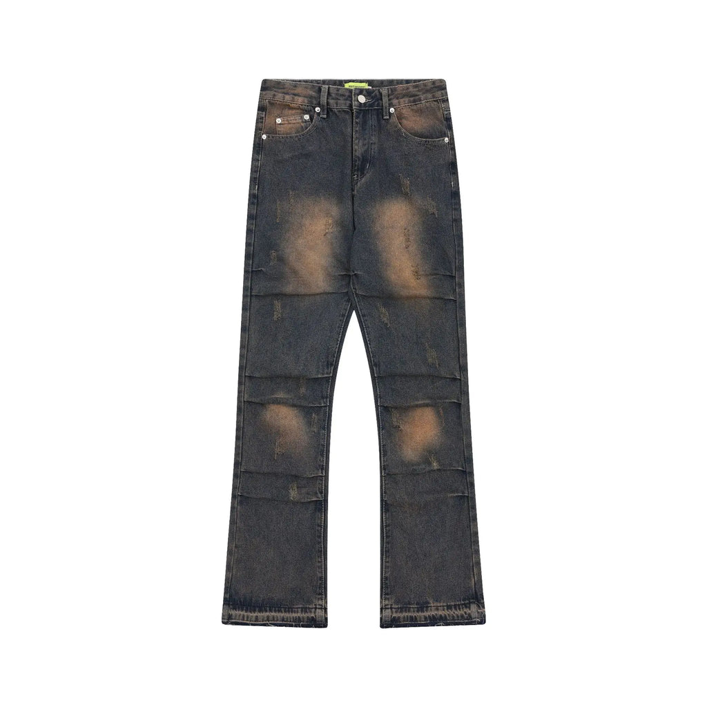American Street Fashion Washed Denim Trousers