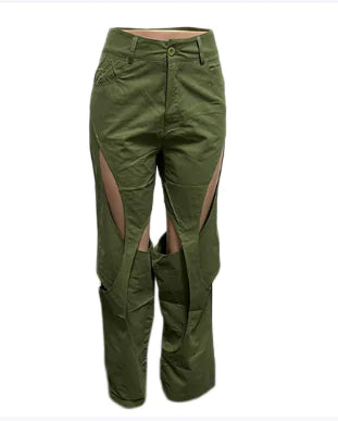 Cotton Linen Floral Casual Twist Pants